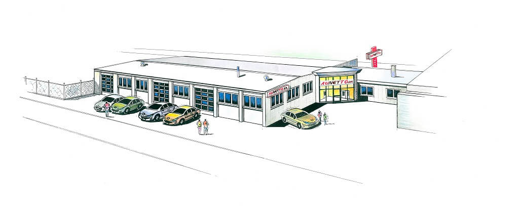 Aunetto Herning tegning Aunetto Herning fra luften